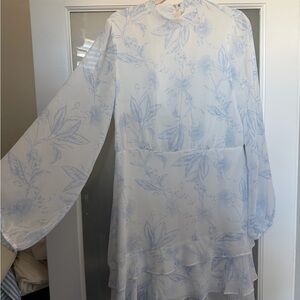Express White and Blue Floral Dress